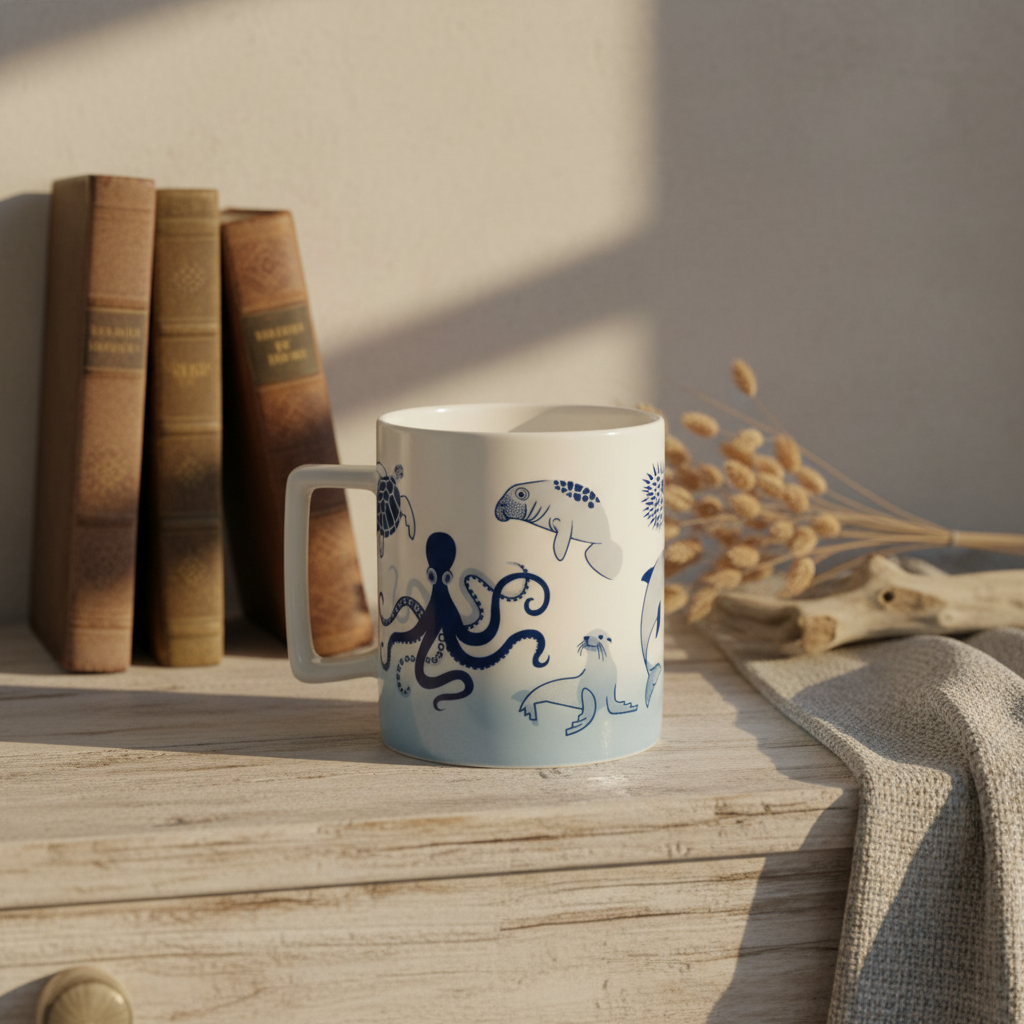 Retro Marine Life Mug (350 ml)