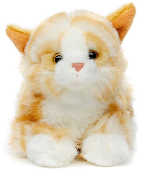 Peluche chat couché aux dents brunes Uni Toys