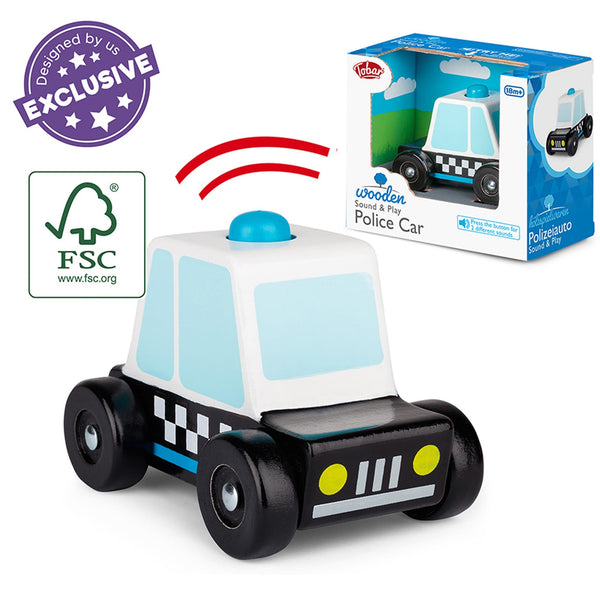 POLICE CAR WITH SOUND, WOODEN AND PLAYABLE
