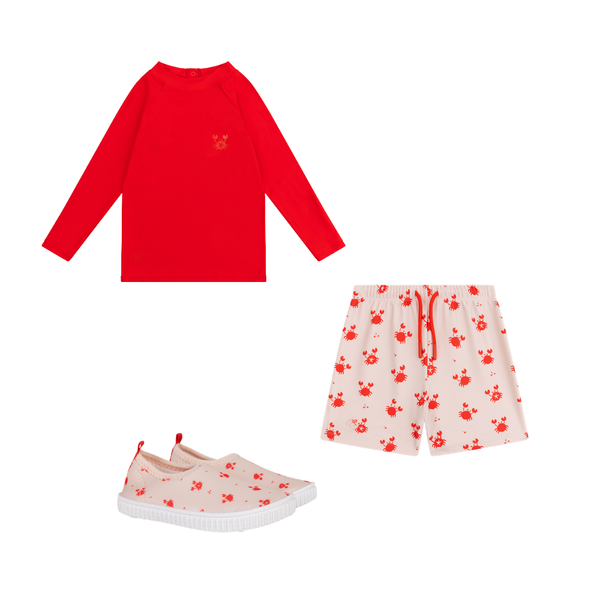 Swimwear Bundle - Red/Beige - Crabby