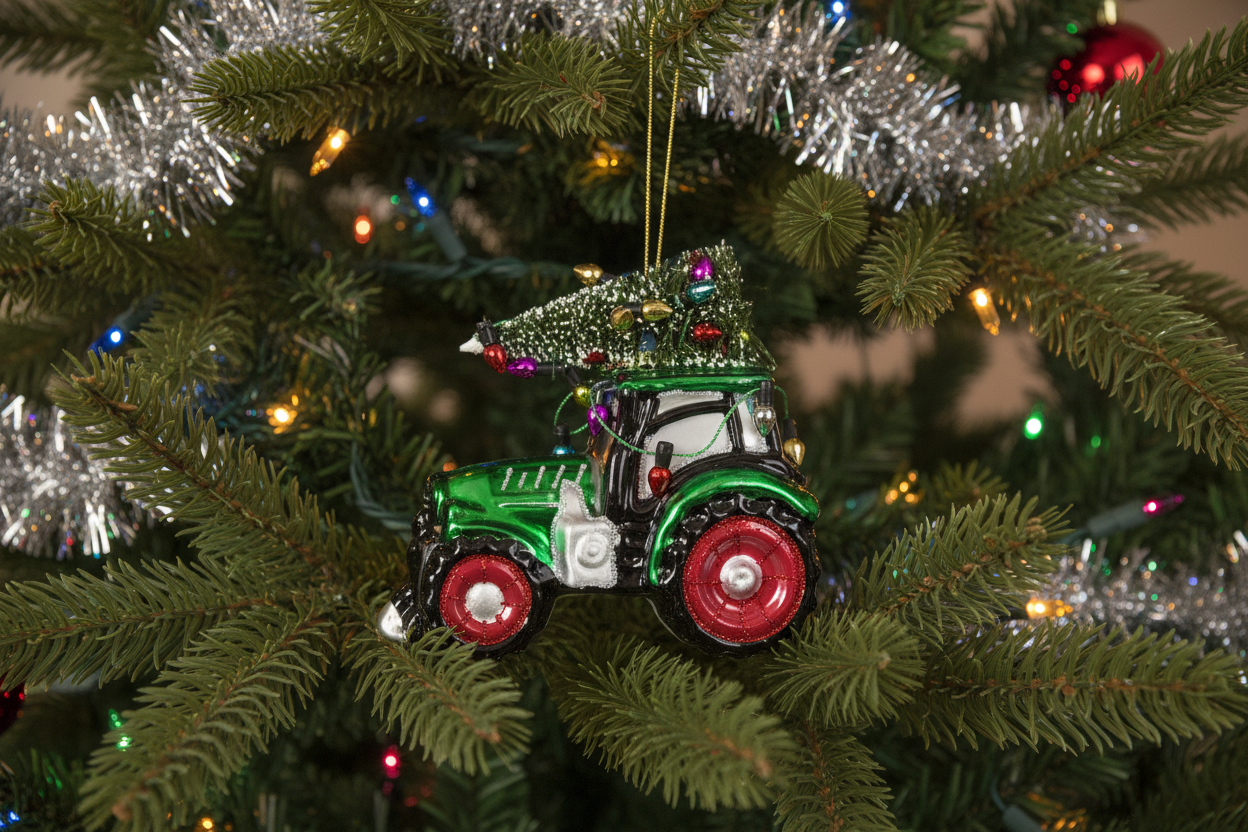 Green Christmas Tractor Bauble