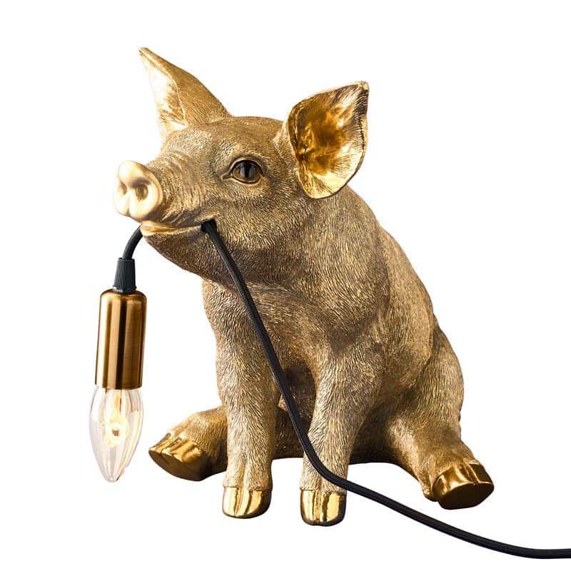Lampe de table Cochon doré