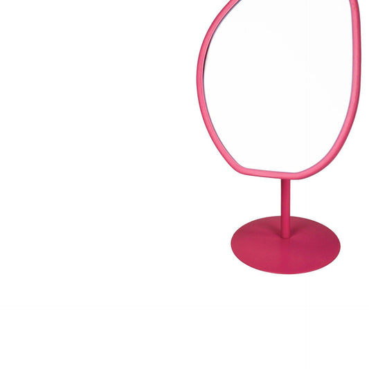 Makeup mirror - Round - Pink - 16.5x12x31.5cm