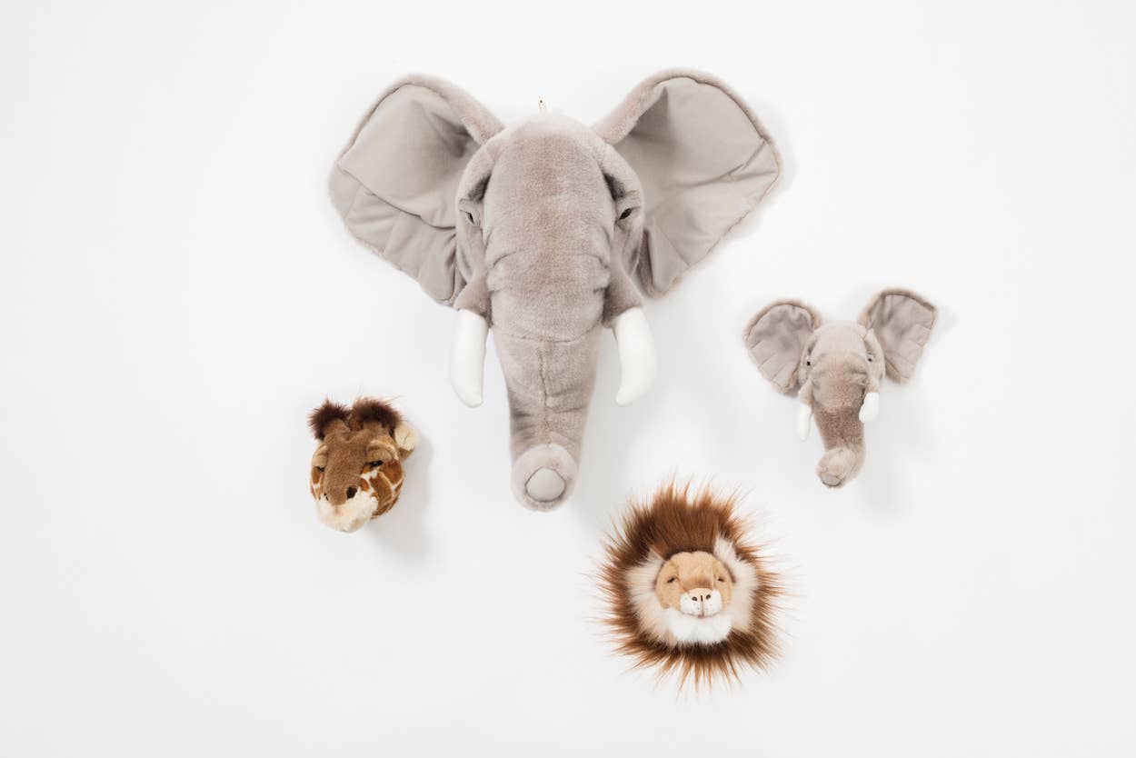 Mini Plush Animal Head Wall Decorations: Safari Set