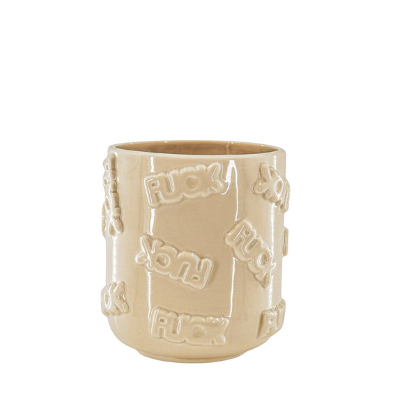 Pot - 'SHIT' - Ceramic - Beige - 17.5x17.5x17.5cm