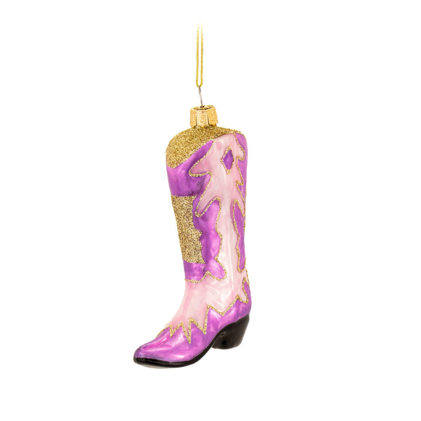 Pink Cowboy Boot Christmas Bauble