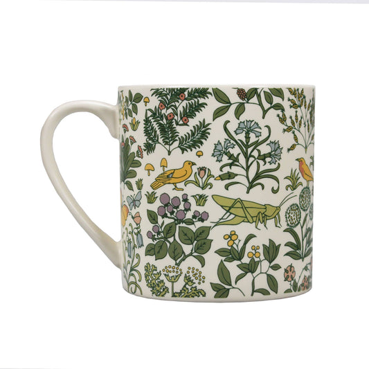 Voysey Ceramic Mug Botanical Garden Wildlife Cream