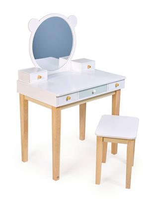 Tender Leaf Meubles: COIFFEUSE ET CHAISE FORÊT 60x41x96cm (coiffeuse), 34x24,9xx33,8cm (chaise), avec miroir, en bois, 3+