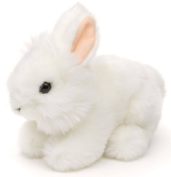 Lapin angora, couché (blanc) - peluche Uni Toys