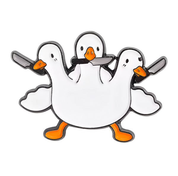 3-Headed White Duck Pin