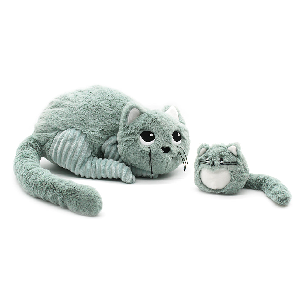 Peluche chat Miaou maman et son bébé vert menthe – Les Ptipotos – vue 9