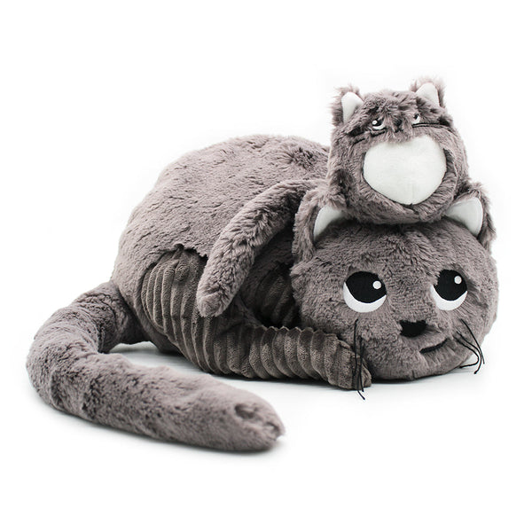 Peluche chat Miaou maman et son bébé gris – Les Ptipotos