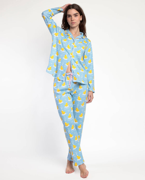 Pyjama à manches longues ouvert Femme - Canard « Sweet Duckling”