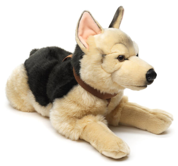 Peluche Berger allemand, couché (avec harnais) Uni Toys