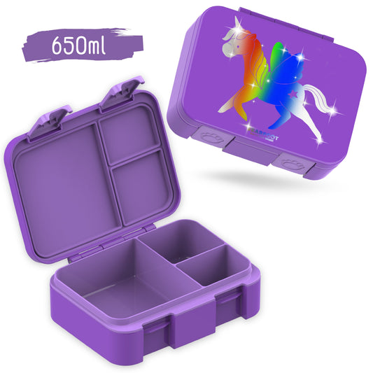 Lunch box with compartments, lightweight & leak-proof - Unicorn GLOW