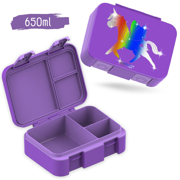 Lunch box with compartments, lightweight & leak-proof - Unicorn GLOW