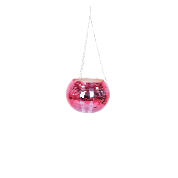 Hanging flower pot - Disco - Glass - Pink - 25x25x25cm