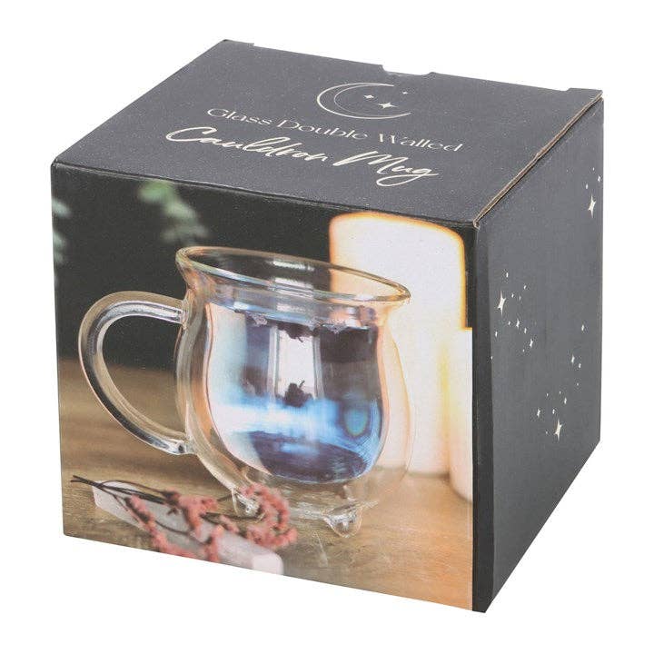 Mug chaudron en verre double paroi transparent