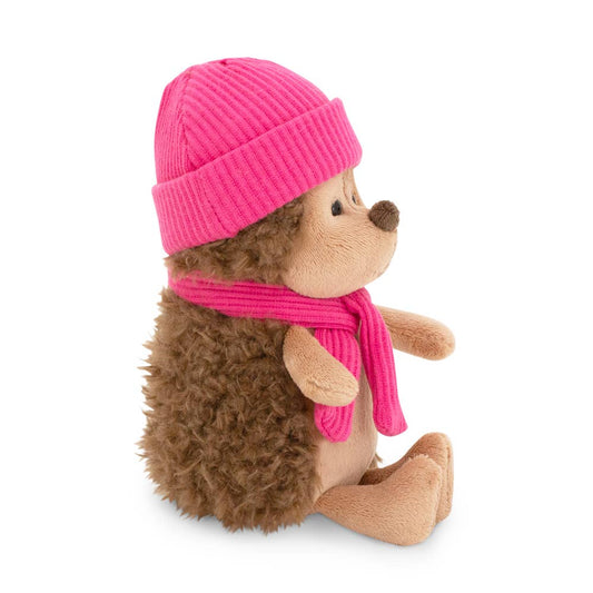 Peluche le hérisson Fluffy avec chapeau framboise 15cm