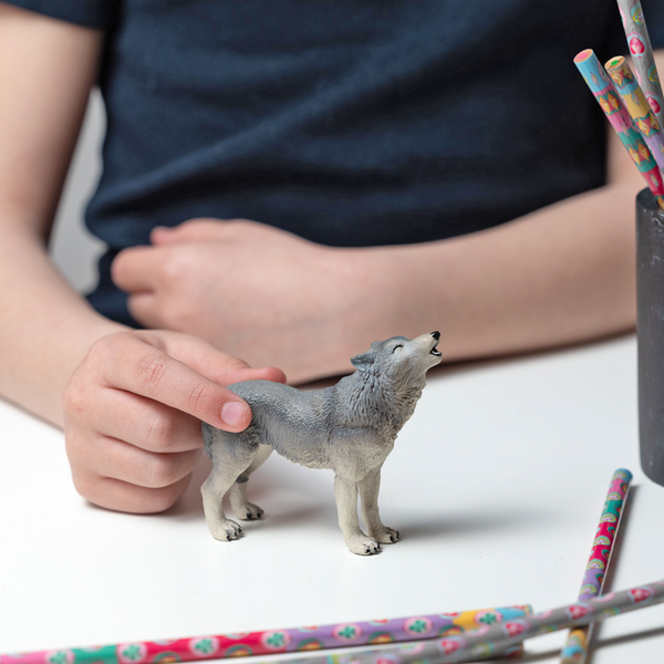 Figurine Loup hurlant Papo - animal sauvage