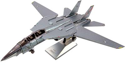 MetalEarth Aviation: F-14 TOMCAT 16.69x14.61x5.8cm, maquette 3D en métal avec 3 feuilles, sur carte 12x17cm, 14+