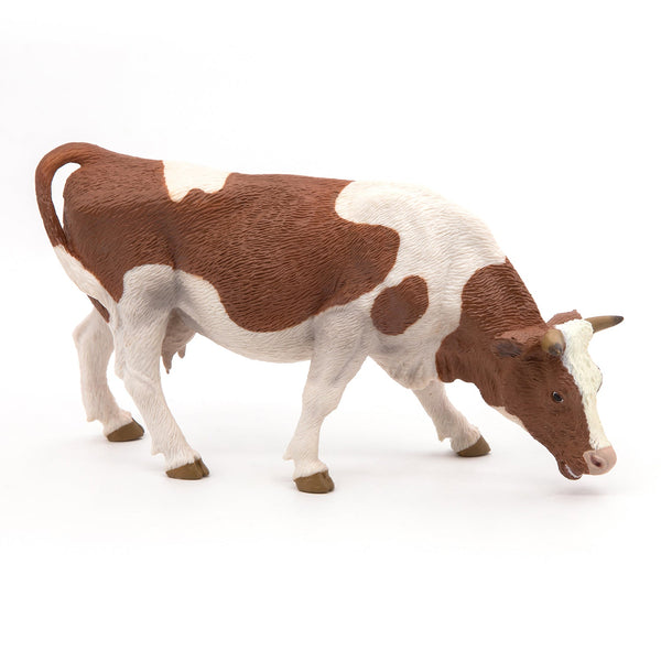 Figurine Vache simmental broutant Papo - animal de la ferme