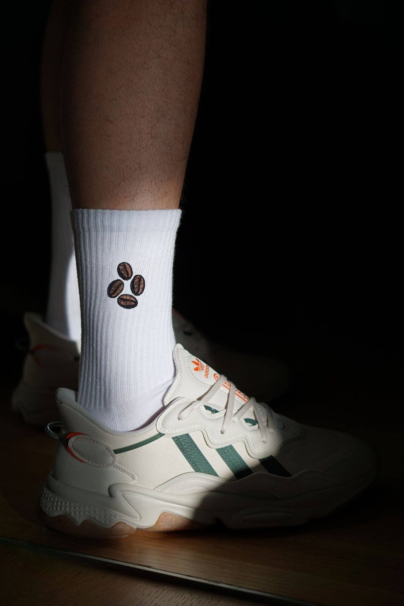 Coffee Bean Embroidered Socks