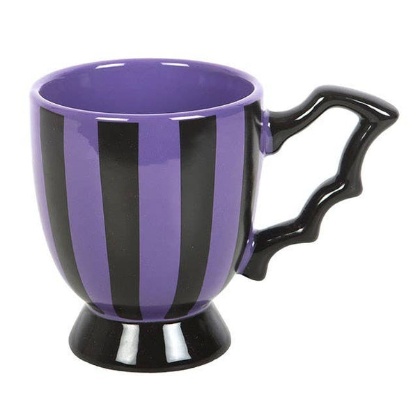 Purple & Black Striped Tea Cup – Bat Wing Handle