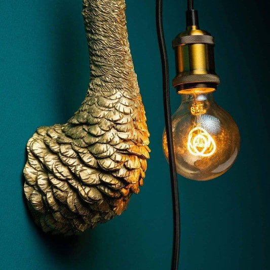 Baby FJ wall light, gold, 10 x 15 x 35 cm, E27, 2 m cable