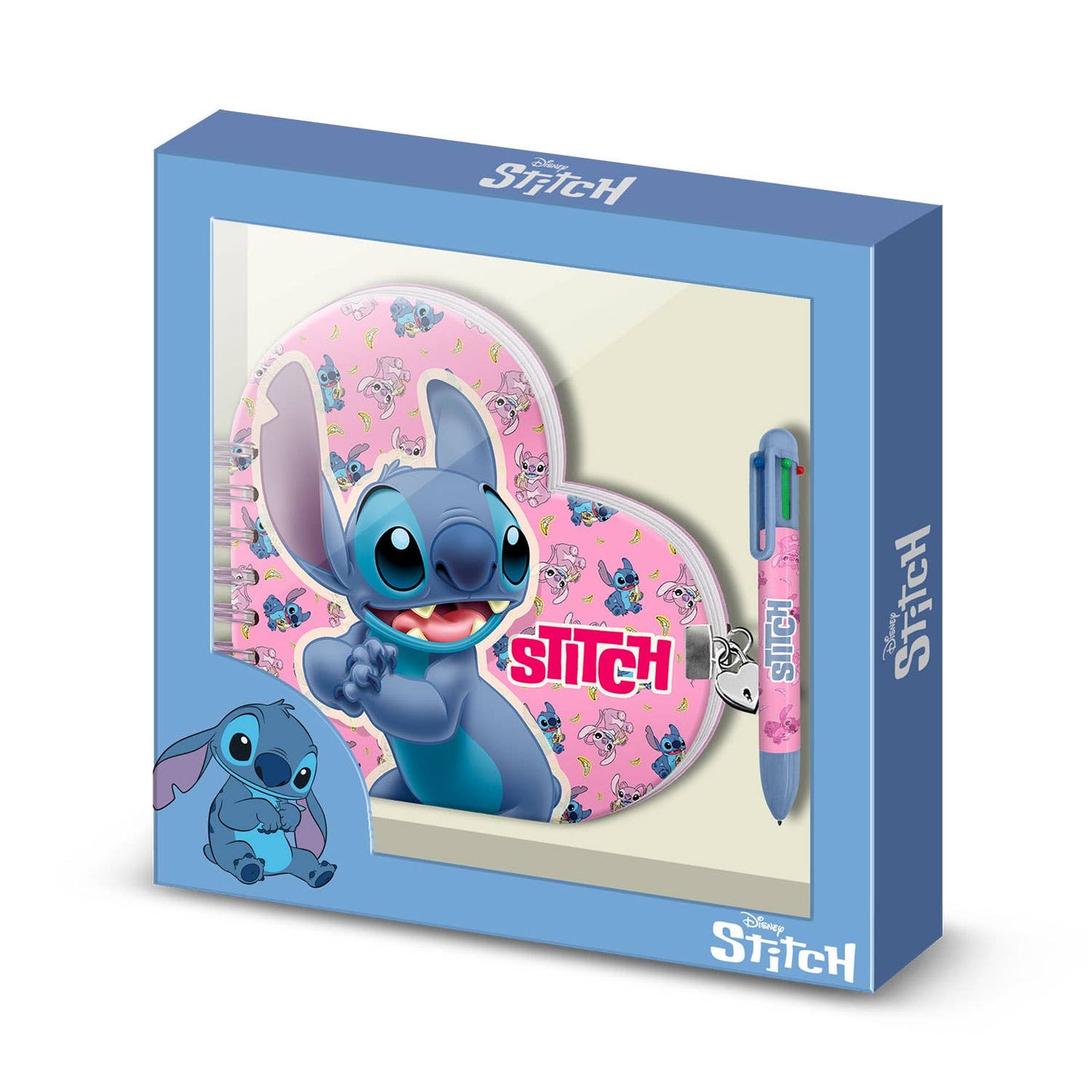 Lilo & Stitch Heart-Shaped Journal Pack + 6-Color Pen - Stitch Surprise