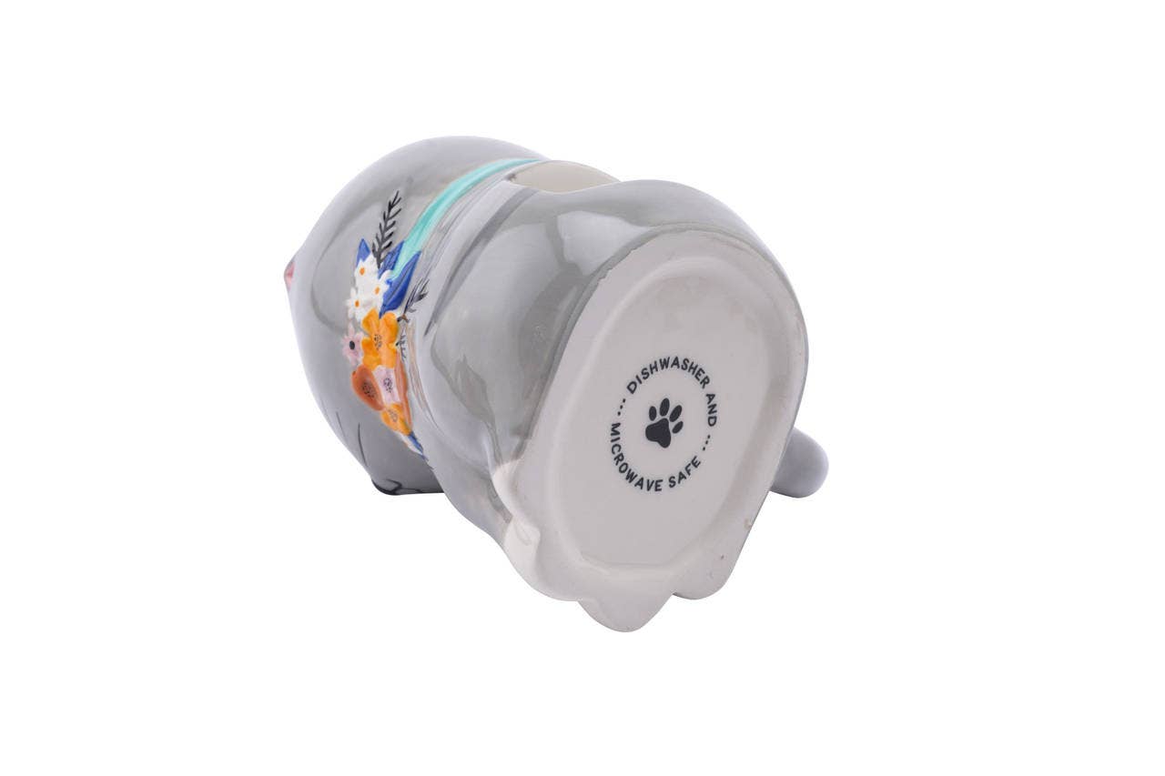 3D Mug Grey Kitten with Flowers