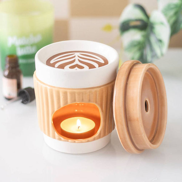 Coffee cup-shaped oil burner