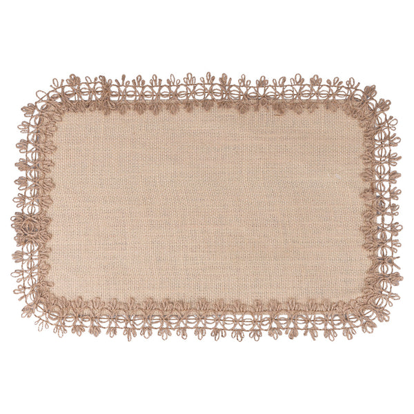 JUTE RECT. PLACEMAT EMBROIDERED BORDER C - 5911184