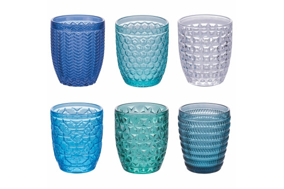 GEOMETRY SET 6 WATER GLASSES ASS OCEAN - 5914912