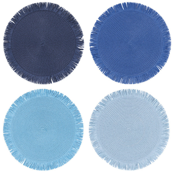 FRINGED PAPER PLACEMAT OCEAN SHADES 4ASS - 5915586