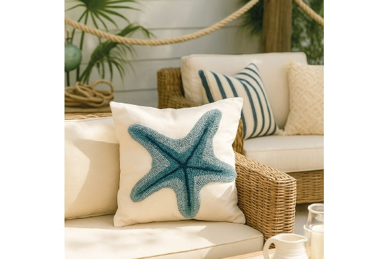 BLUE STARFISH UPHOLSTERED CUSHION - 5920907