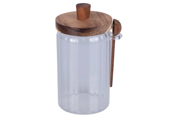 BOROSILICATE AND ACACIA JAR W/SPOON 750ML - 5921304