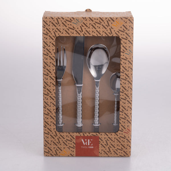 MALINDI 24PC SHINY SILVER CUTLERY SET - 5921478