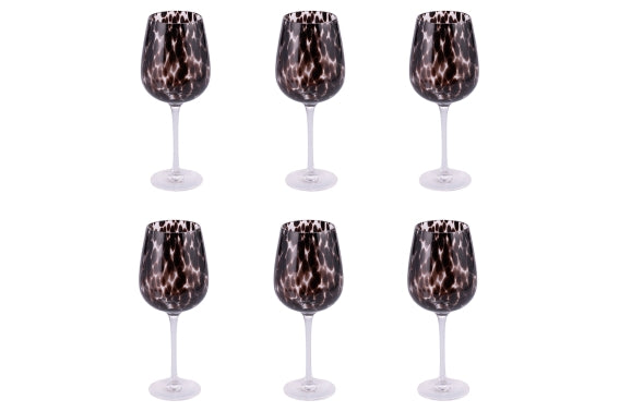 JAMILA SET OF 6 GOBLETS 510ML TRANSP.W/BLACK BAL - 5925101