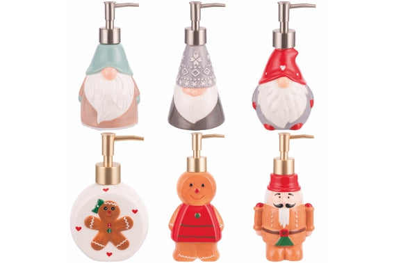 CERAMIC SOAP DISPENSER 6 ASS: 3 GNOMES WITH DI - 5925447