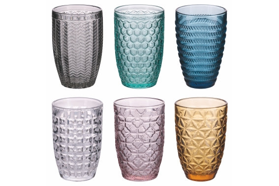 GEOMETRIE SET 6 BEVERAGE GLASSES 400ML ASSORTED - 5926260