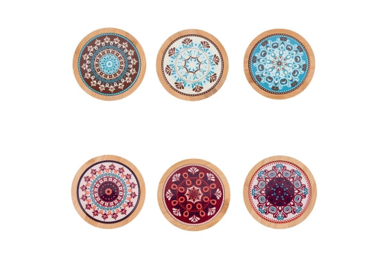 CALA JONDAL TILE D12.8CM CERAM/BAMBOO 6ASS - 5926483