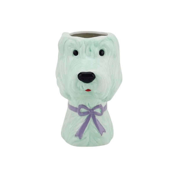 Dog-shaped flower vase - Mint/Lilac - 13x14x21cm