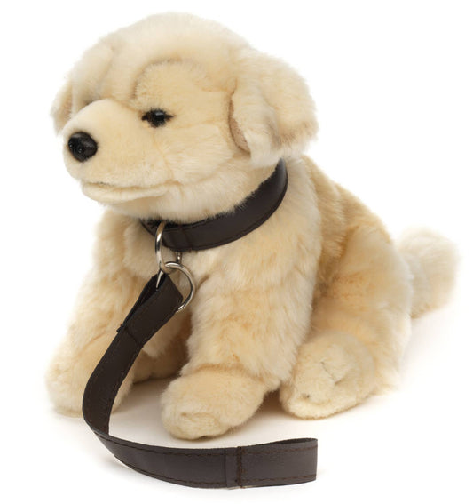 Peluche Chiot Golden Retriever, assis avec une laisse