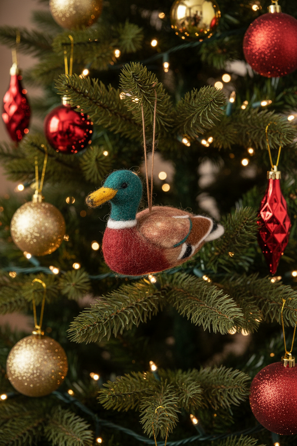 Maddox the Mallard Duck Felt Christmas Ball