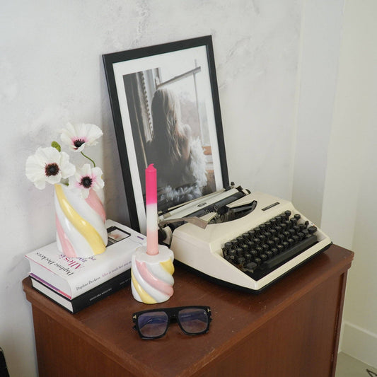 Vase - Marshmallow - Yellow/Pink/White - 10x10x15cm