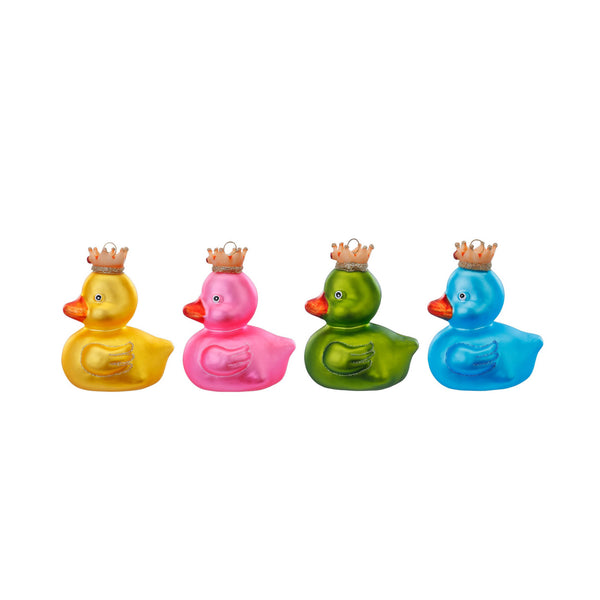 Boule de Noël canard en de bain royal, verre, 9,5 cm – Holly & Jolly