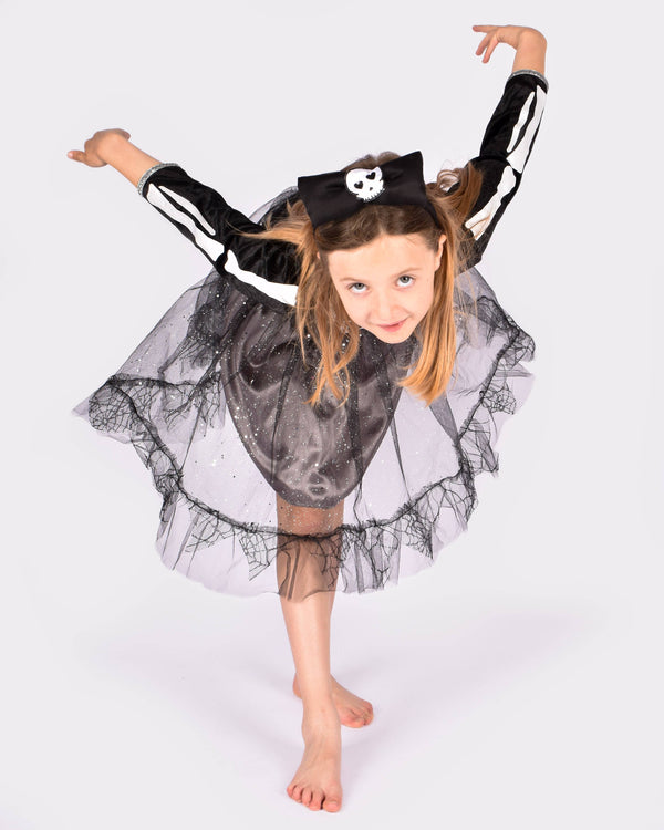 Skeleton Dress with Headband 110-116 cm 4-6 Years