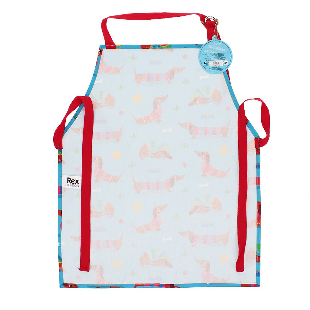 Tablier pour enfants en coton lavable - Chien Saucisse Ensoleillé