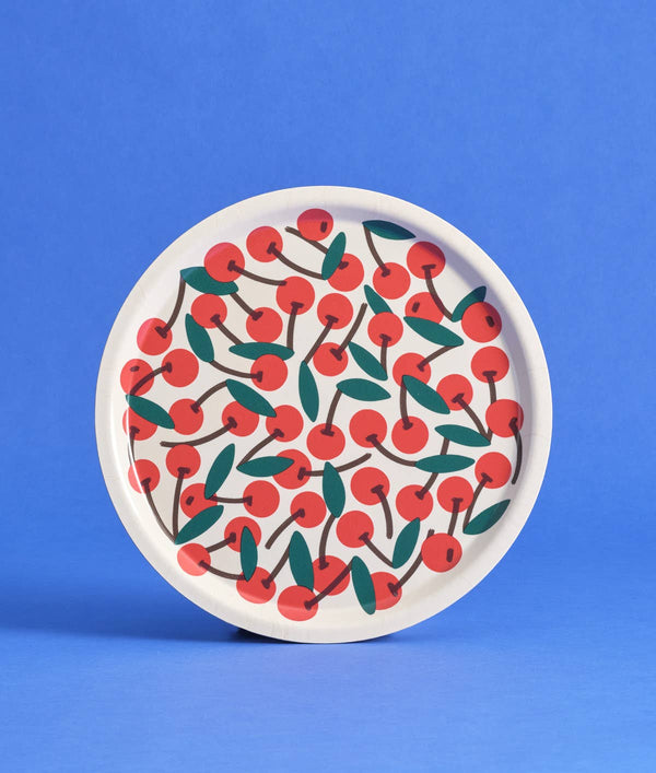 Plateau de service rond Cerises